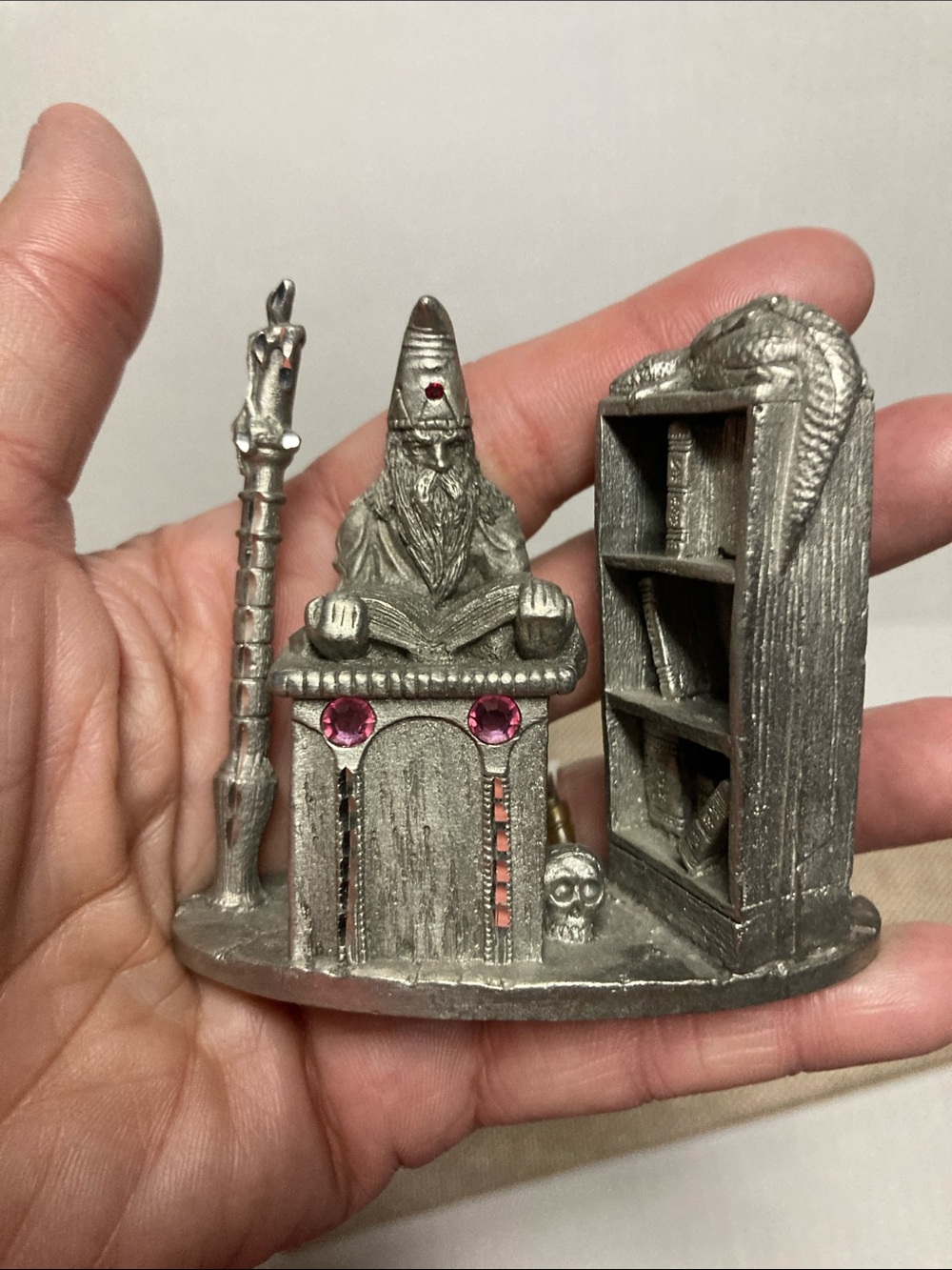 Spoontiques Pewter Wizard Studying Spellbook Figurine